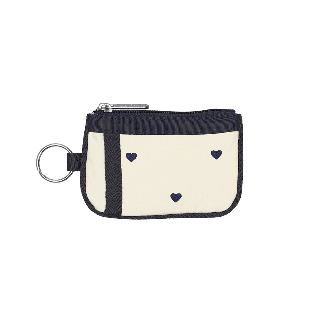 Navy Swiss Heart Key Card Holder Pouch