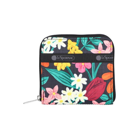 Compact Zip Wallet Bright Garden Blooms