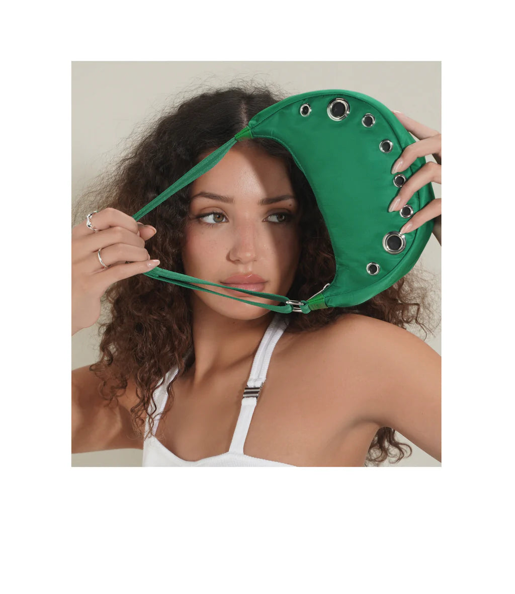 Grommet Small Shoulder Bag Jade Green Grommets