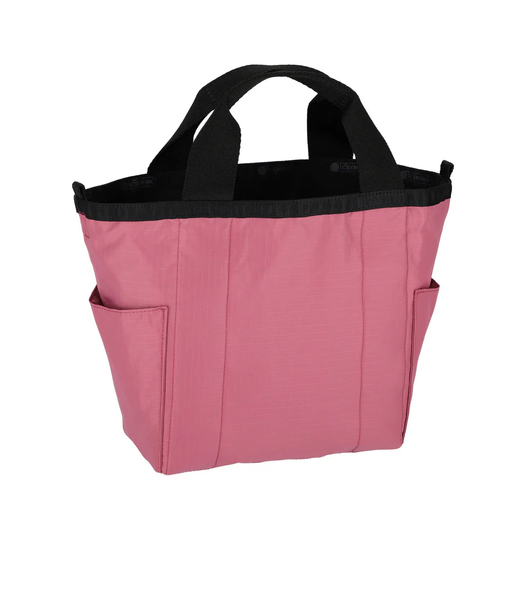 Small Reversible Pocket Tote 2 Way Black/ Mauve