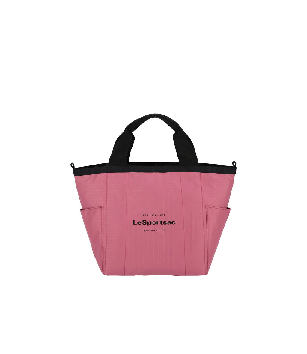 Small Reversible Pocket Tote 2 Way Black/ Mauve