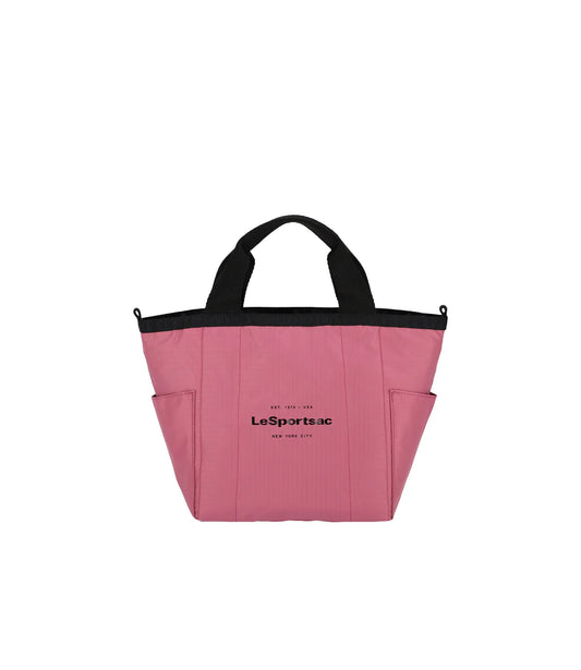 Small Reversible Pocket Tote 2 Way Black/ Mauve