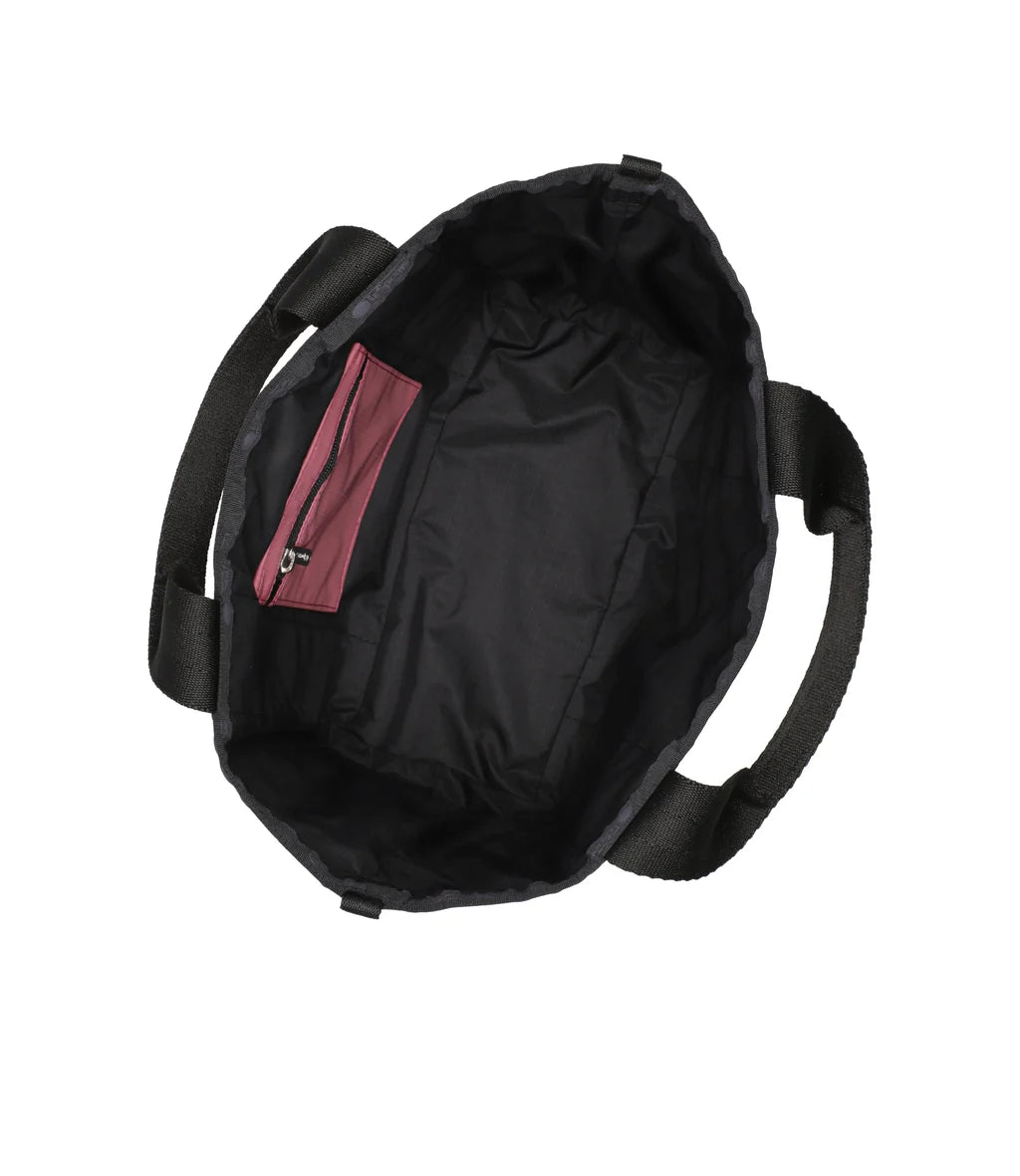 Small Reversible Pocket Tote 2 Way Black/ Mauve