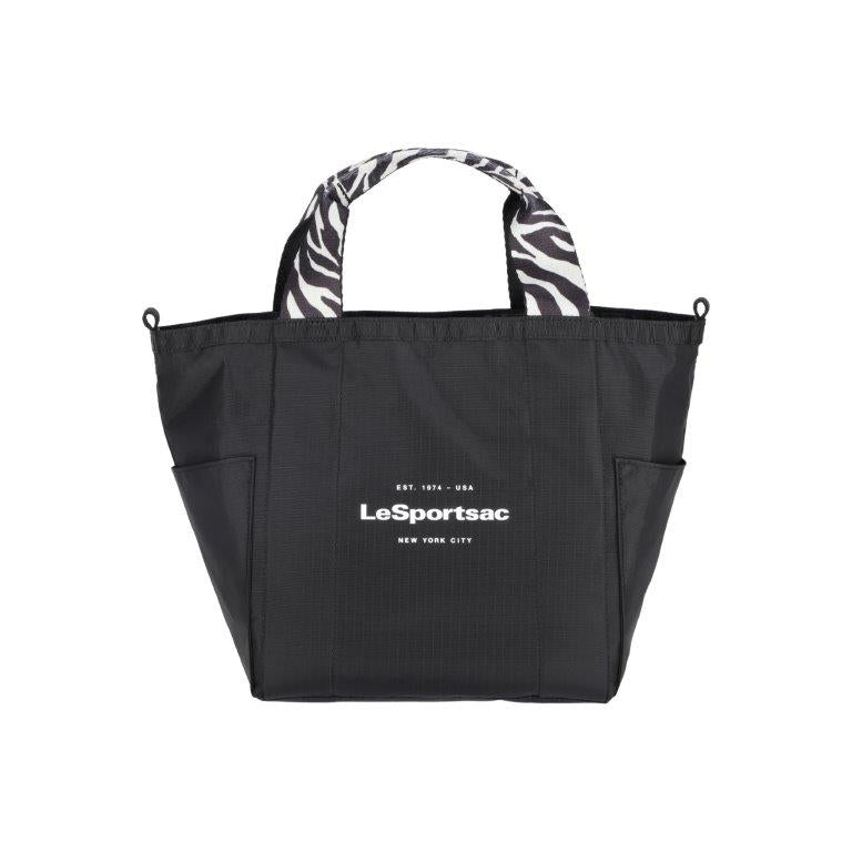 Small Reversible Pocket Tote 2 Way Zebra Webbed Logo