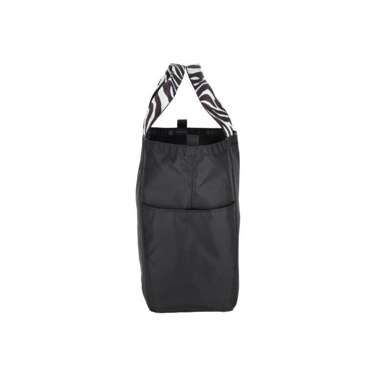 Small Reversible Pocket Tote 2 Way Zebra Webbed Logo