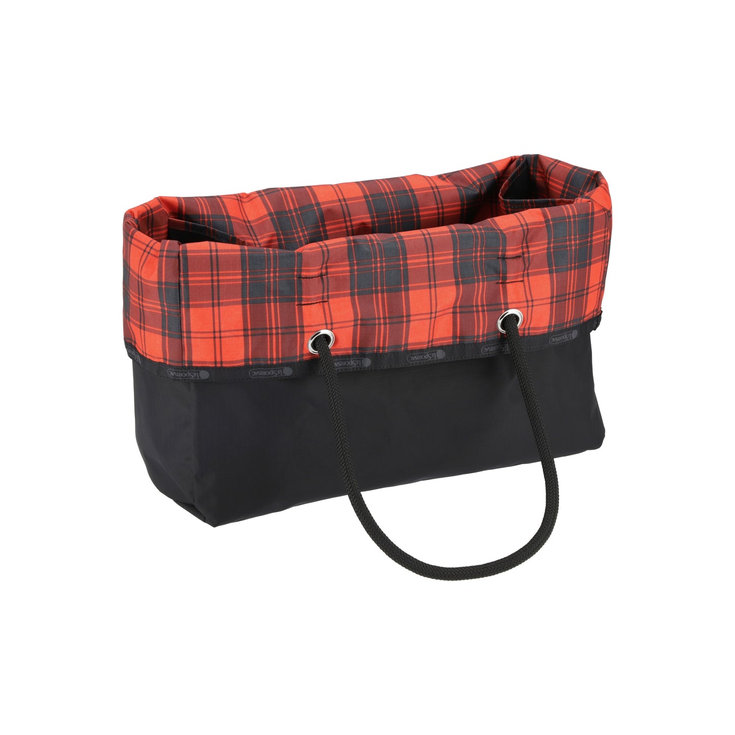 Red Tartan/Black Large 2 Way Tote