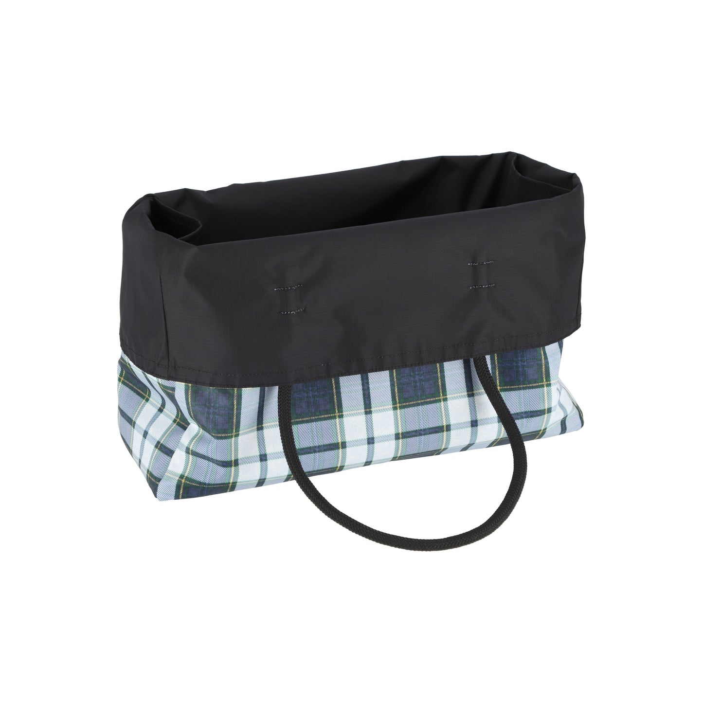 Deep Blue Tartan/Black Large 2 Way Tote