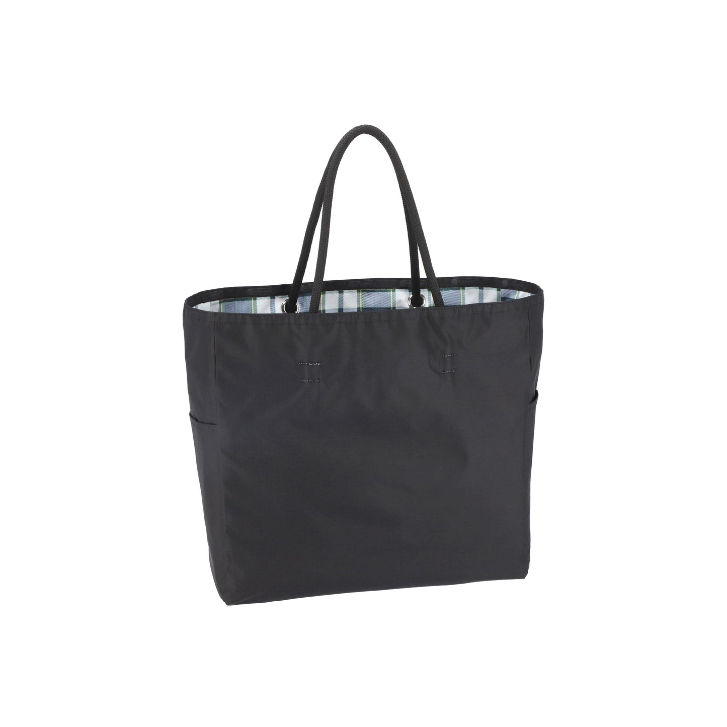 Deep Blue Tartan/Black Large 2 Way Tote