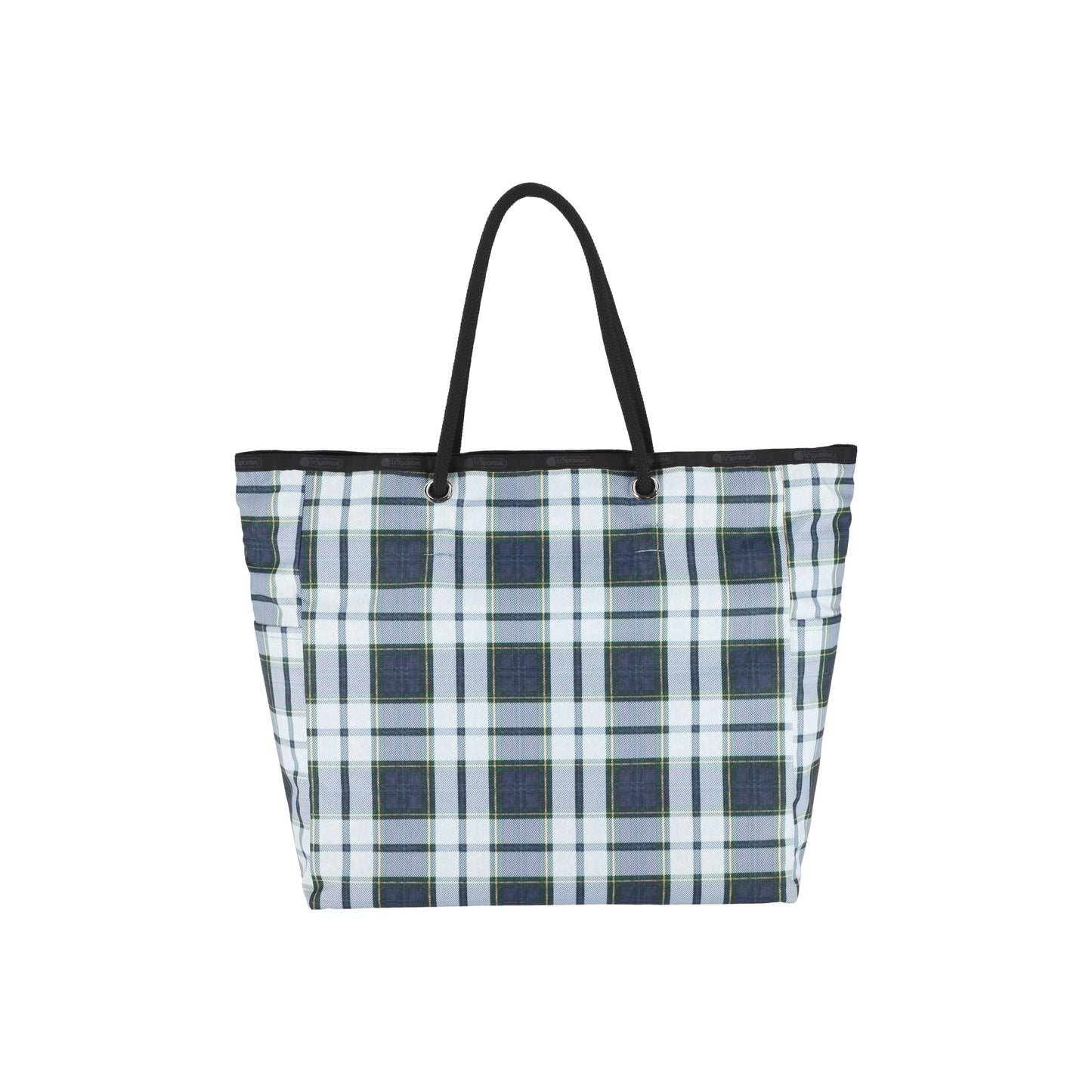 Deep Blue Tartan/Black Large 2 Way Tote