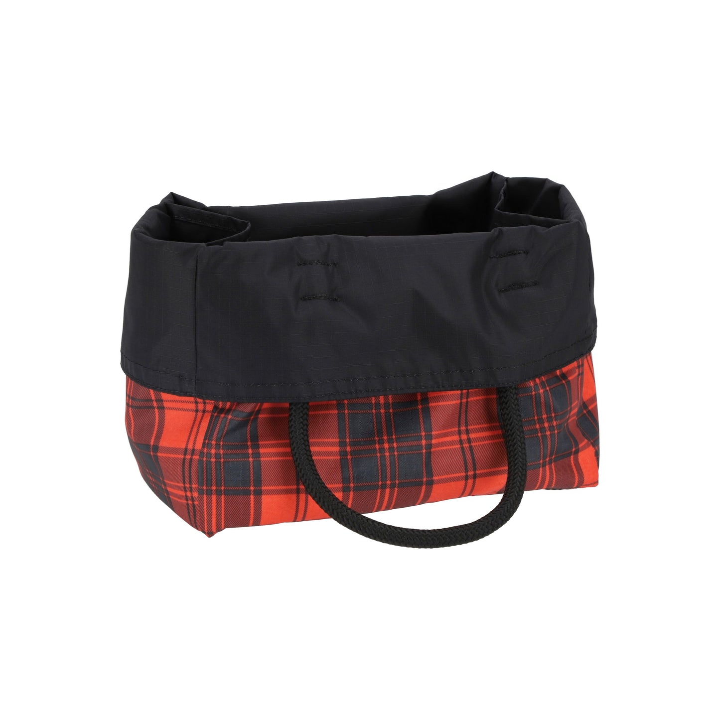 Red Tartan/Black Medium 2 Way Tote