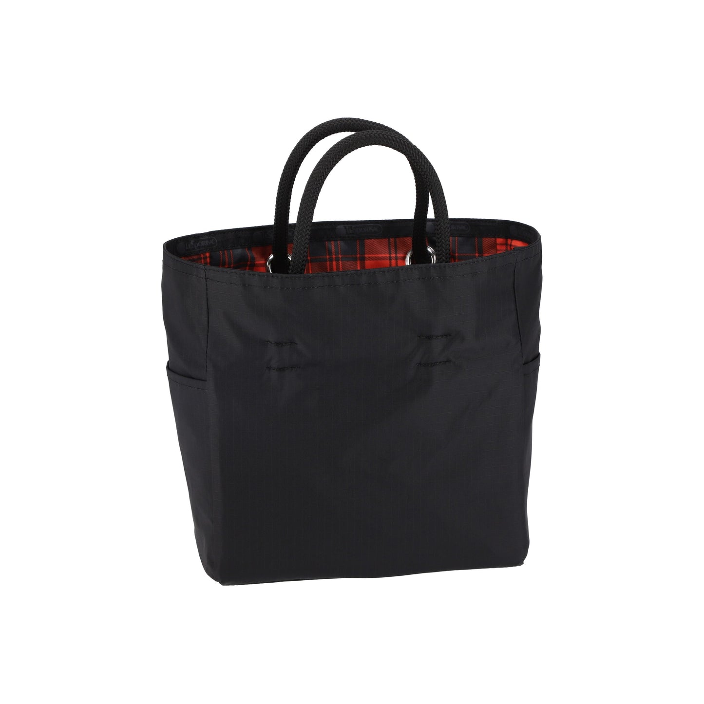 Red Tartan/Black Medium 2 Way Tote