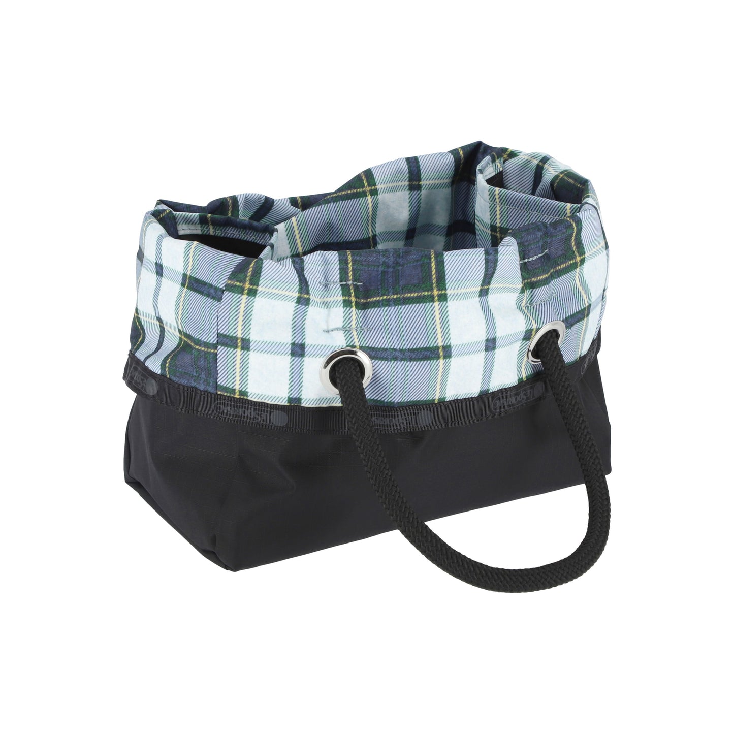 Deep Blue Tartan/Black Medium 2 Way Tote