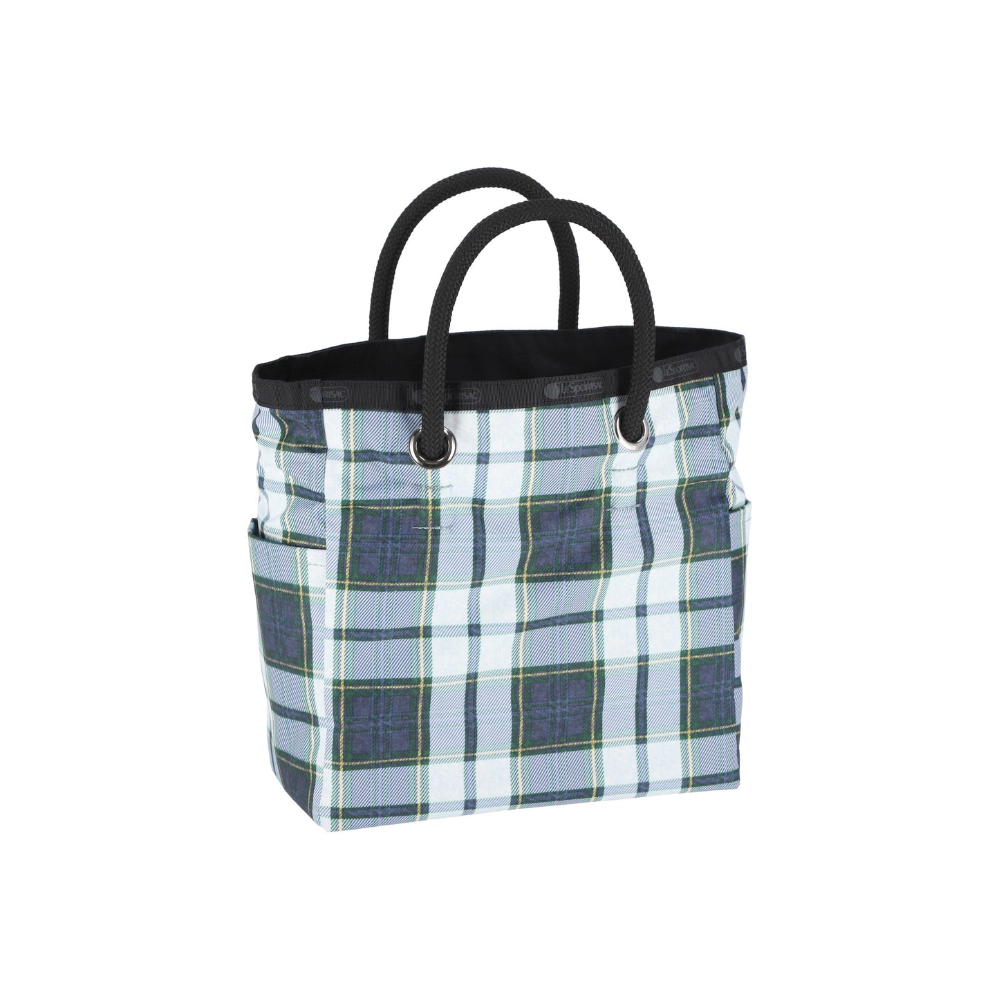Deep Blue Tartan/Black Medium 2 Way Tote