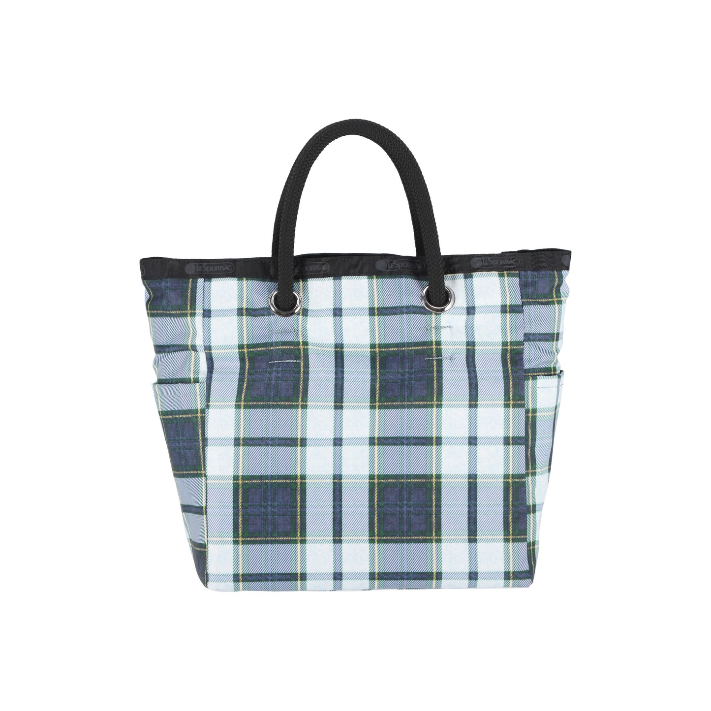 Deep Blue Tartan/Black Medium 2 Way Tote