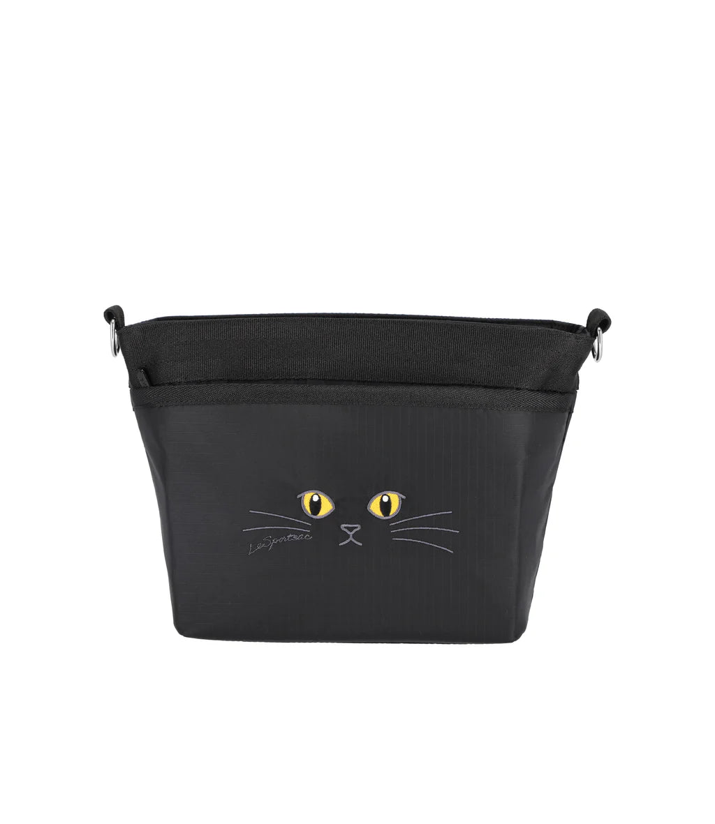 Small Bucket Bag Black Cats Embroidery