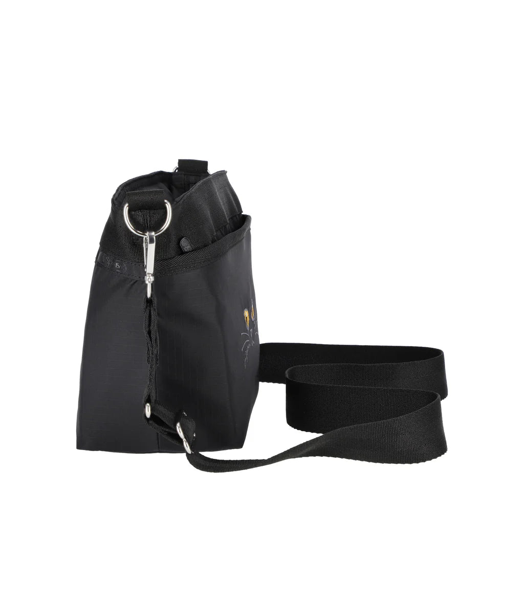 Small Bucket Bag Black Cats Embroidery