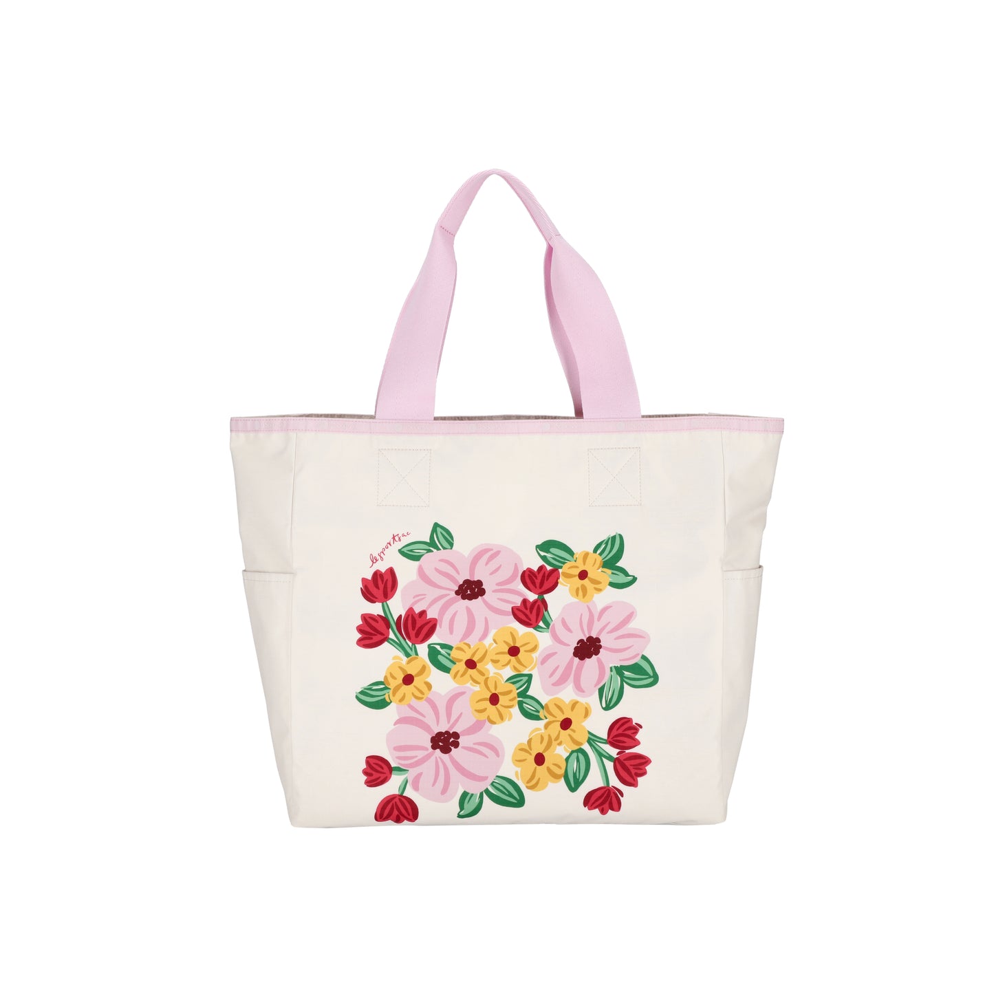 Large Reversible Tote Pink Blooms Tote