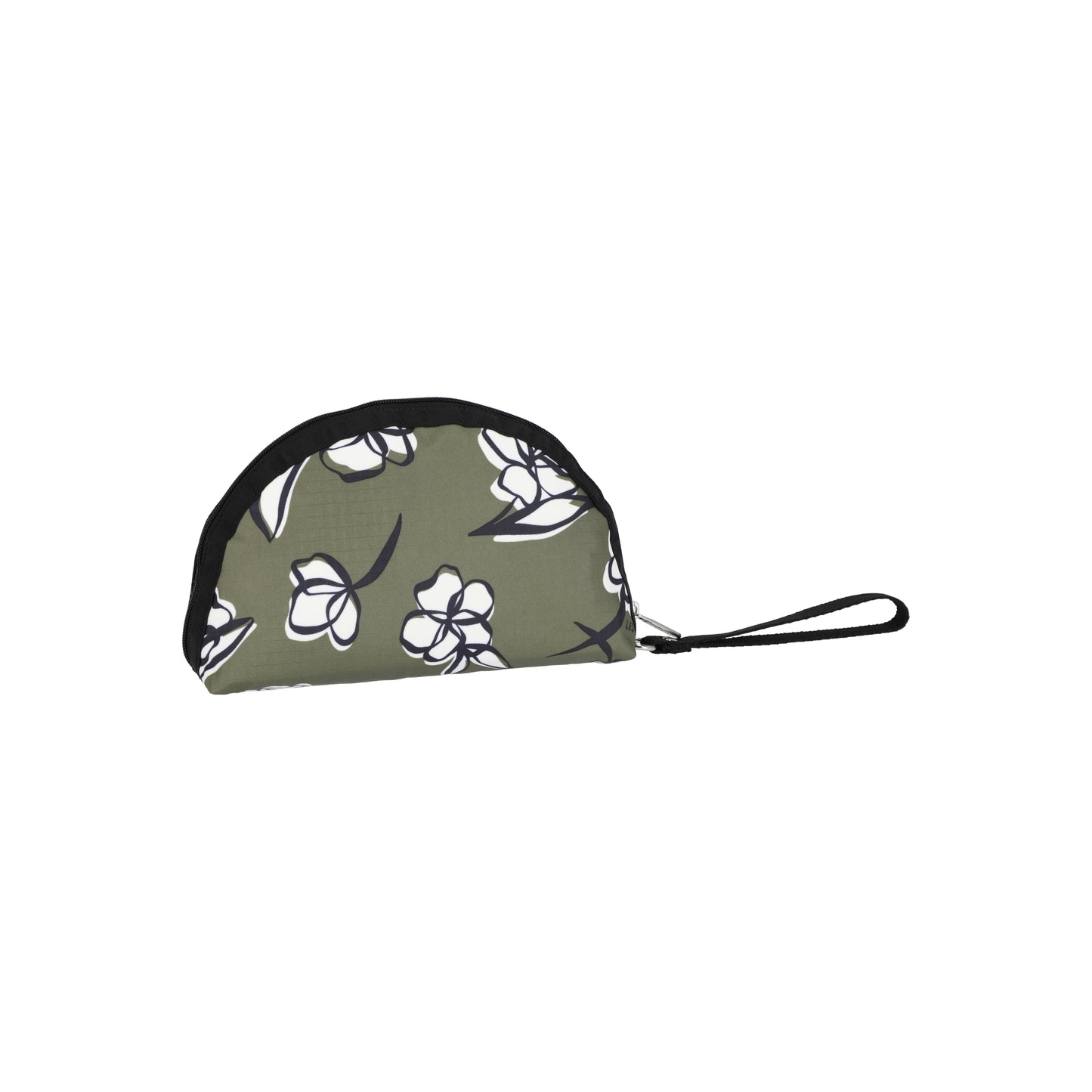 2-Zip Wristlet Olive Floral Silhouette