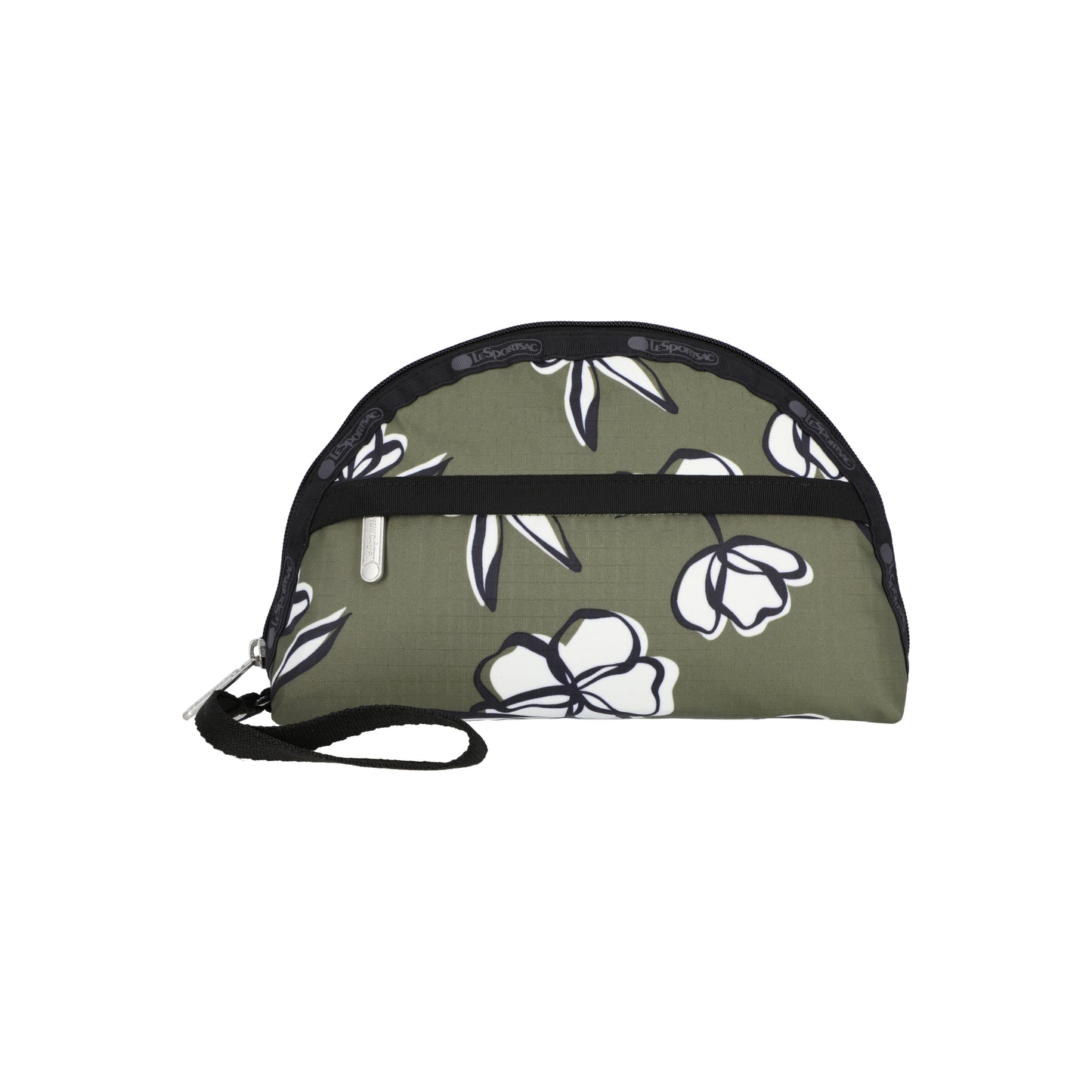 2-Zip Wristlet Olive Floral Silhouette