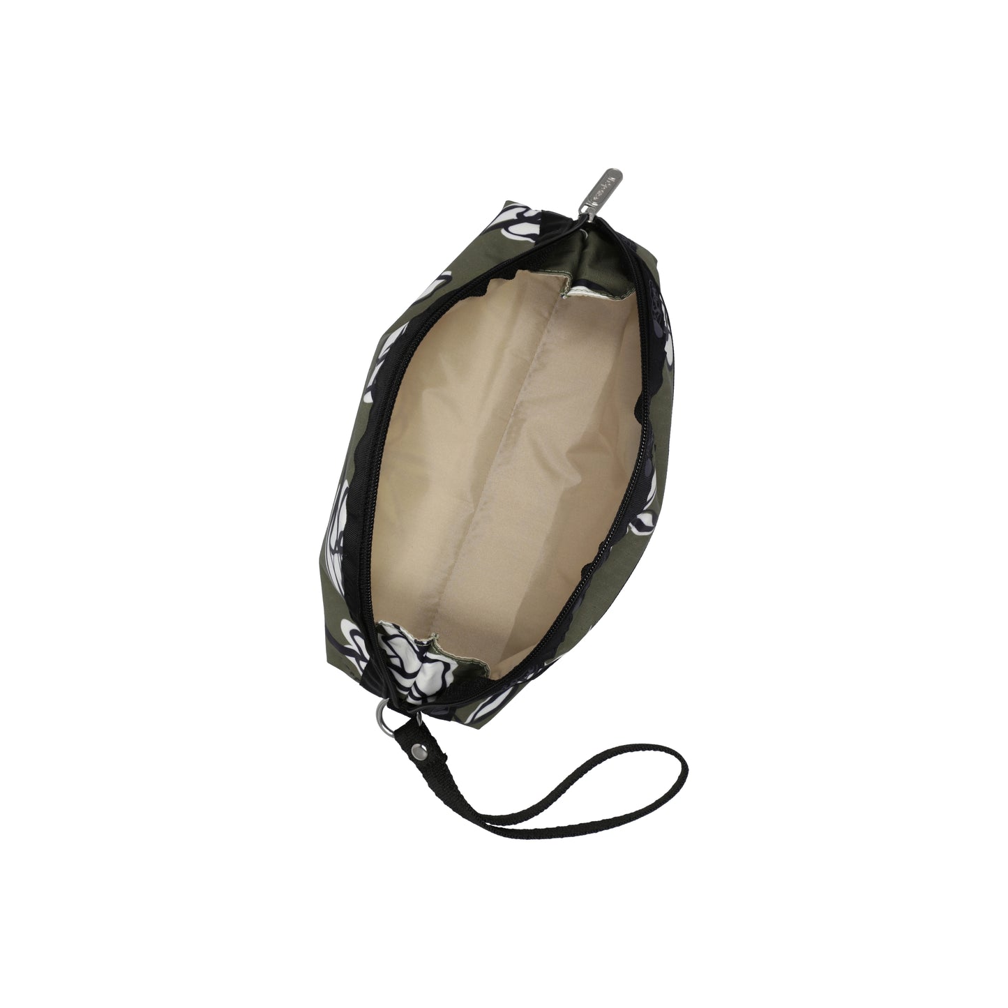 2-Zip Wristlet Olive Floral Silhouette