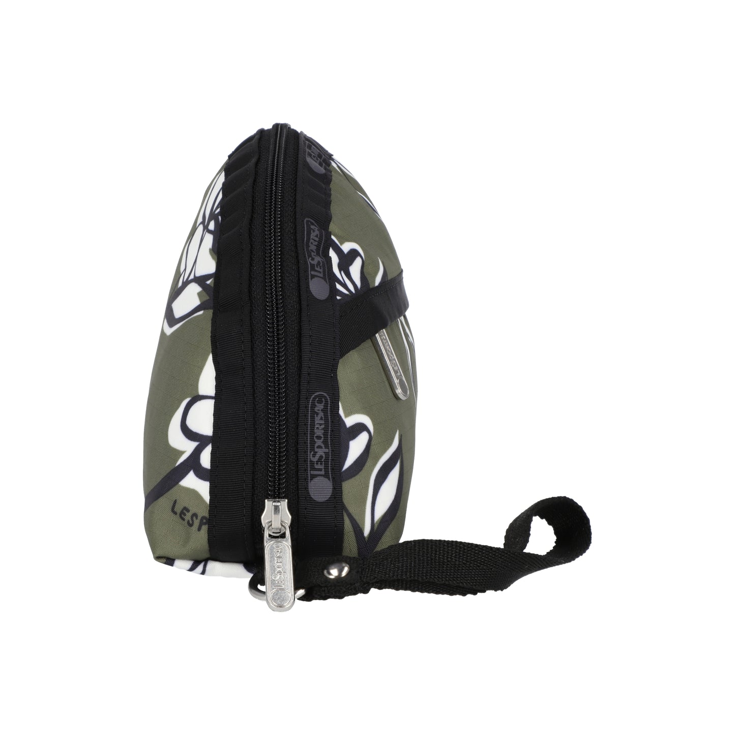 2-Zip Wristlet Olive Floral Silhouette