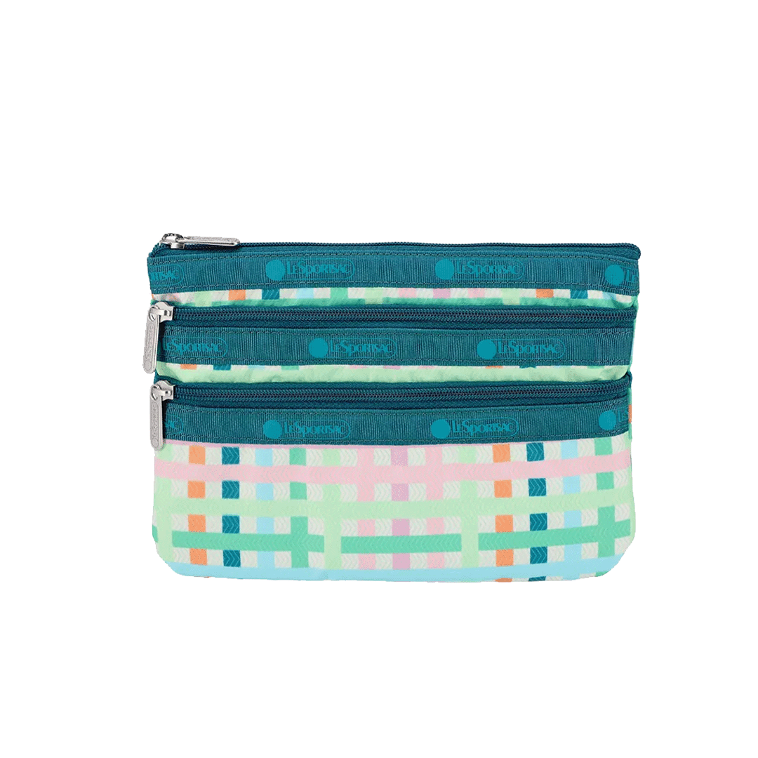 Mason Madras 3 Zip Cosmetic Pouch