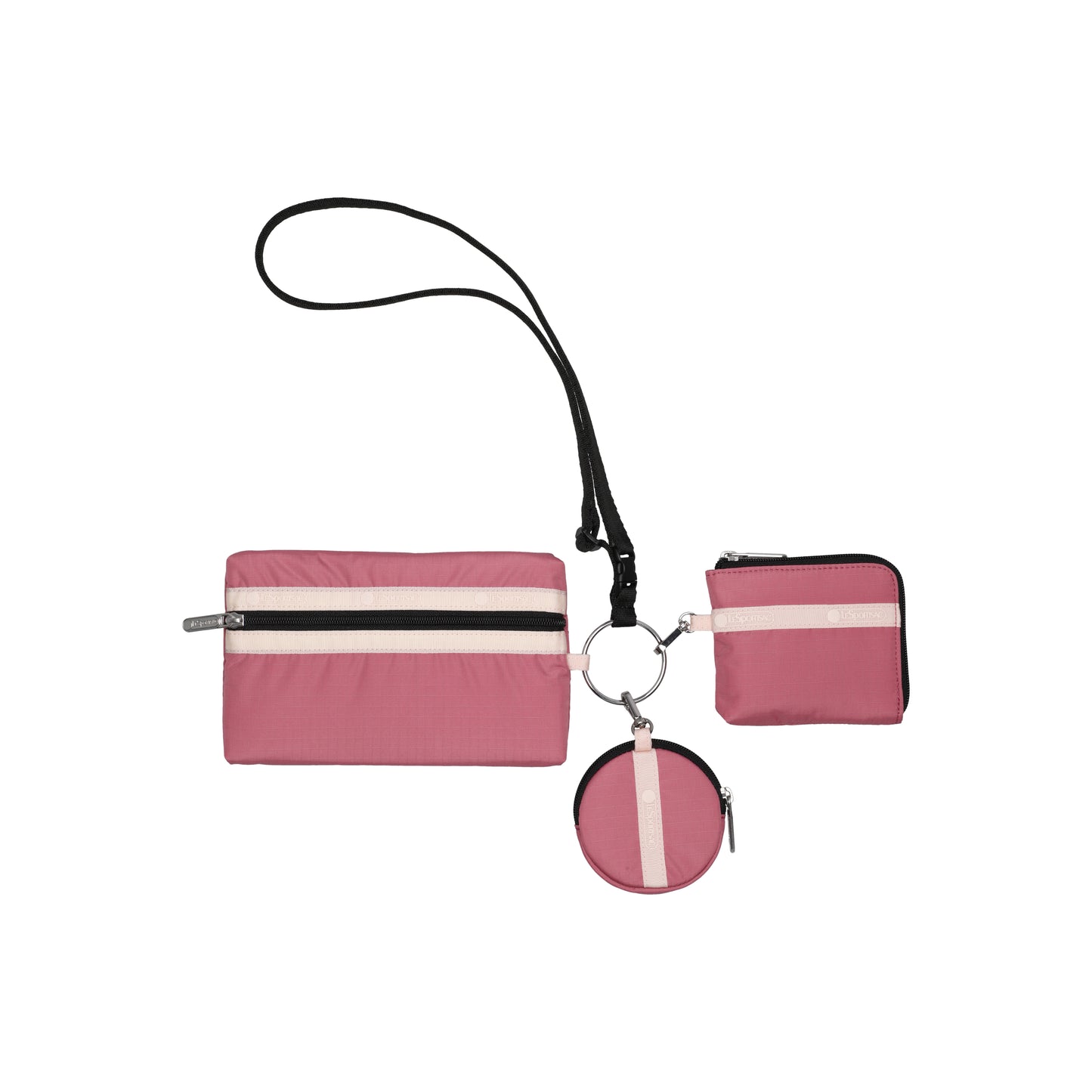 Multi Pouch Wristlet Mauve/Peach Blush/ Black