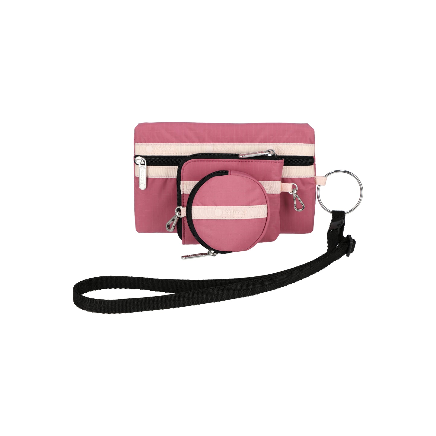 Multi Pouch Wristlet Mauve/Peach Blush/ Black