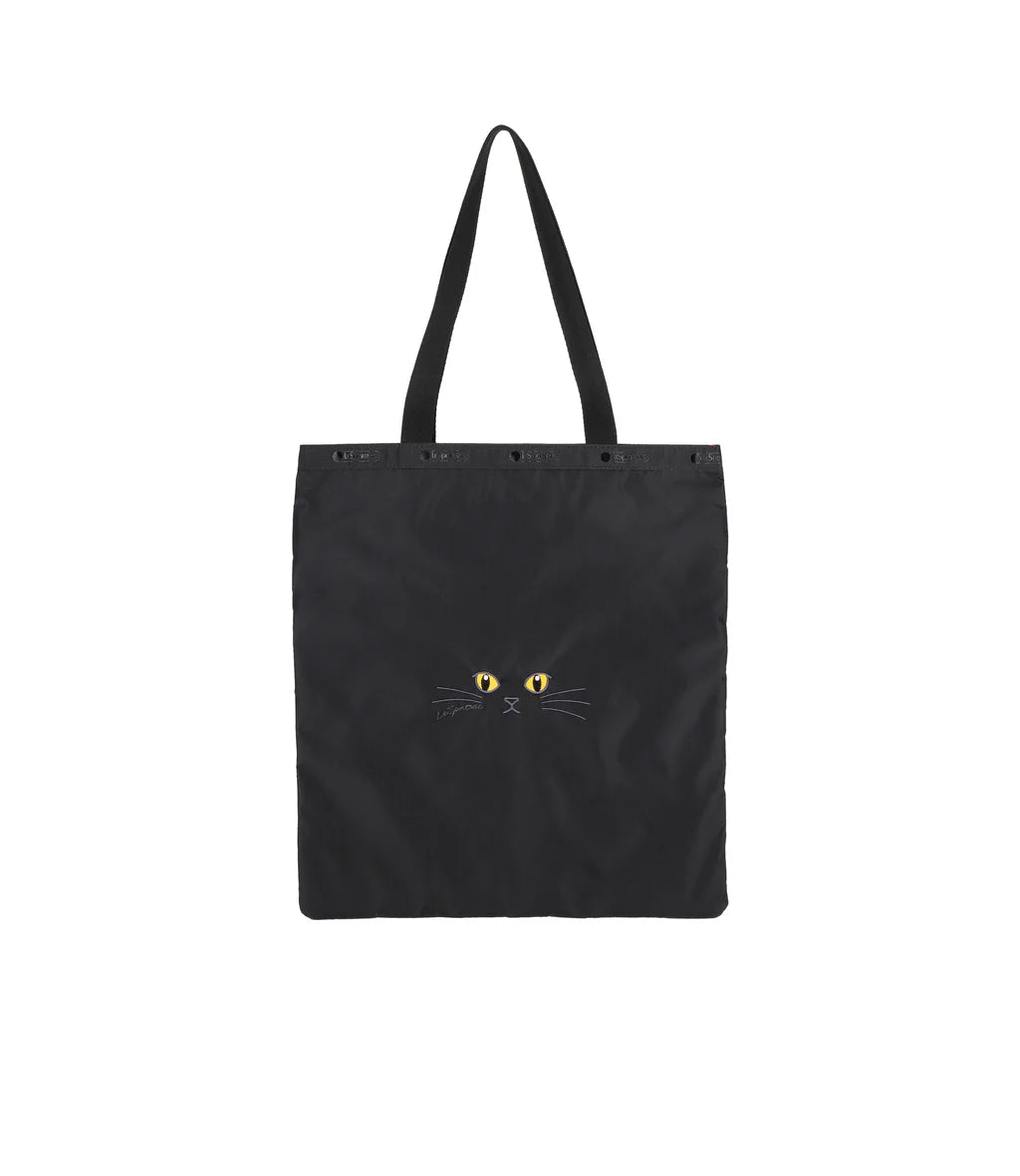 Large Emerald Tote Black Cats Embroidery