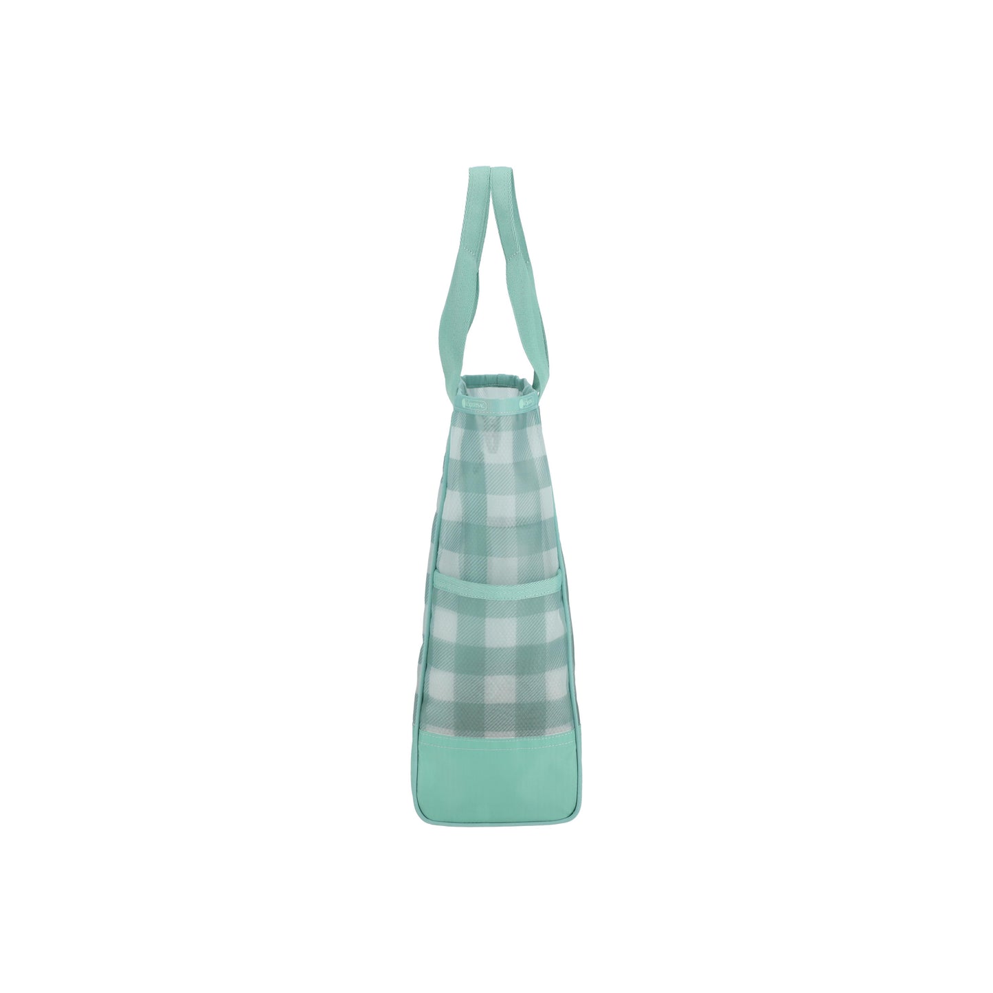 Sheer Large Open Tote Green Field Gingham Sheer