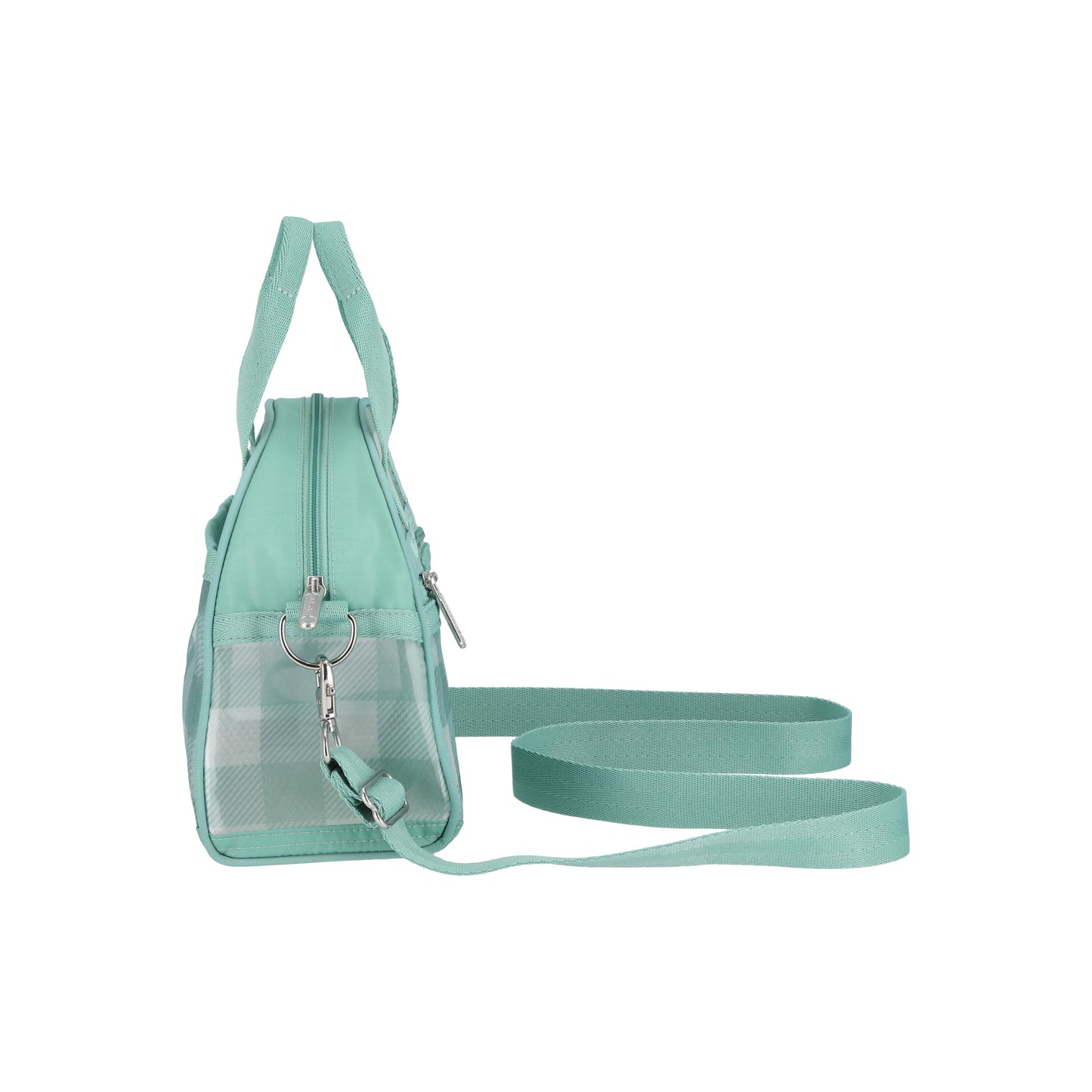 Sheer Round Small Satchel Green Field Gingham Sheer