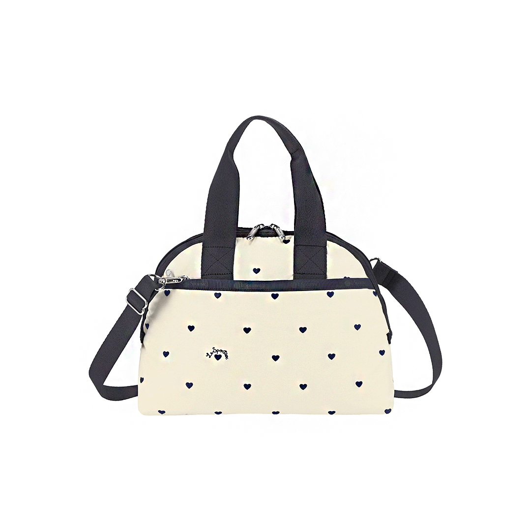 Navy Swiss Heart York Satchel Top Handle Bag