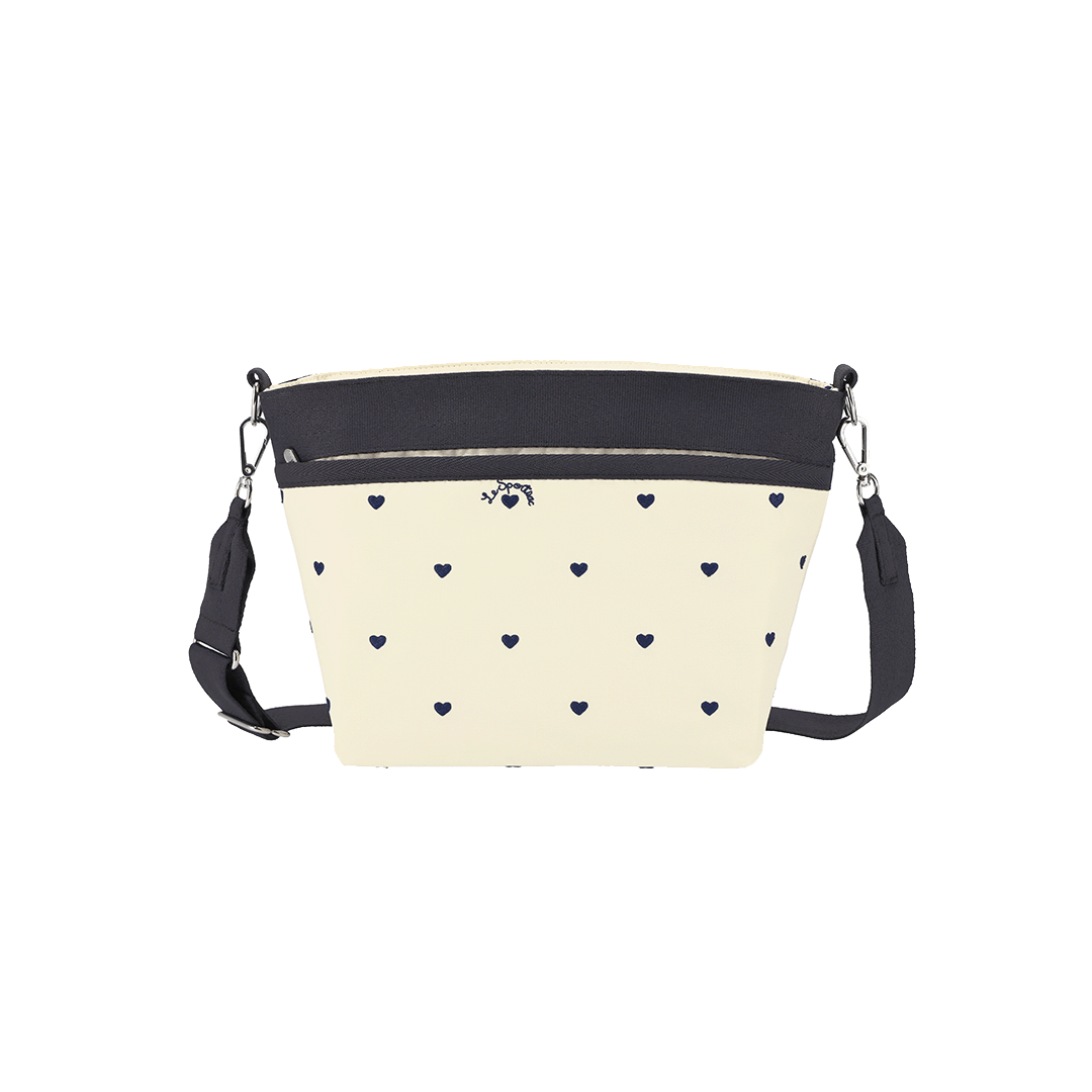 Navy Swiss Heart Small Bucket Crossbody Bag