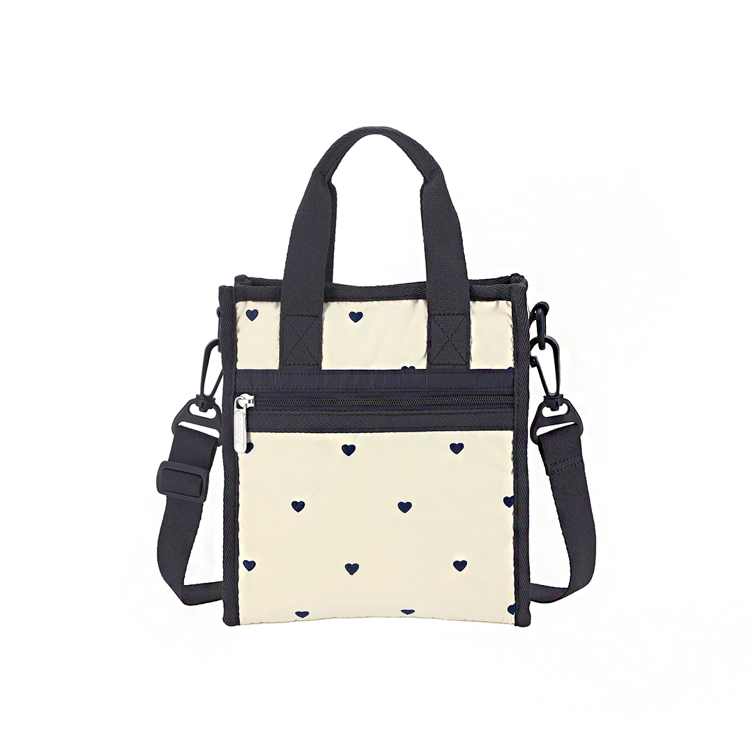 Navy Swiss Heart Mini N/S Tote Bag