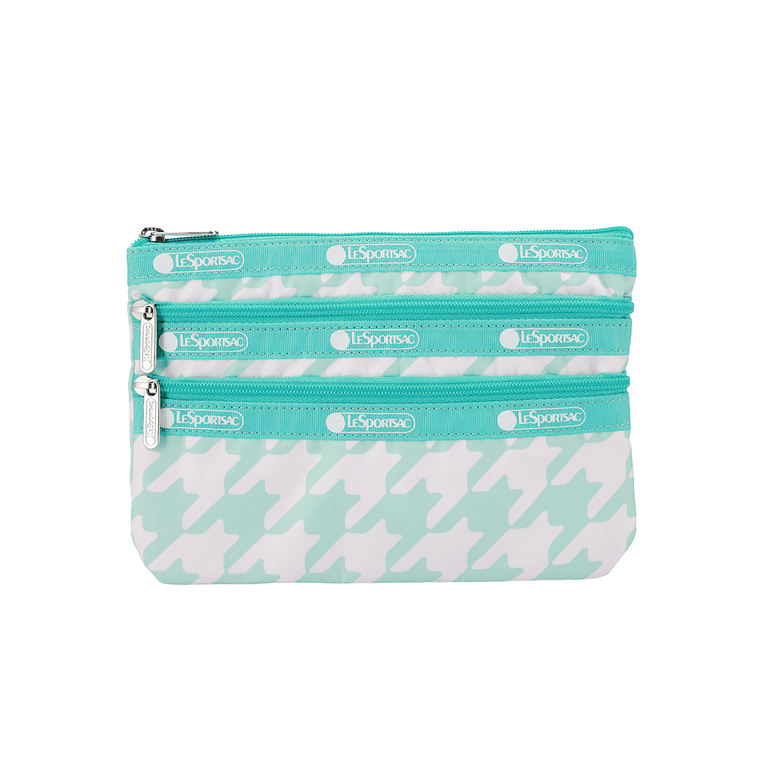 Willow Check 3-Zip Cosmetic Pouch