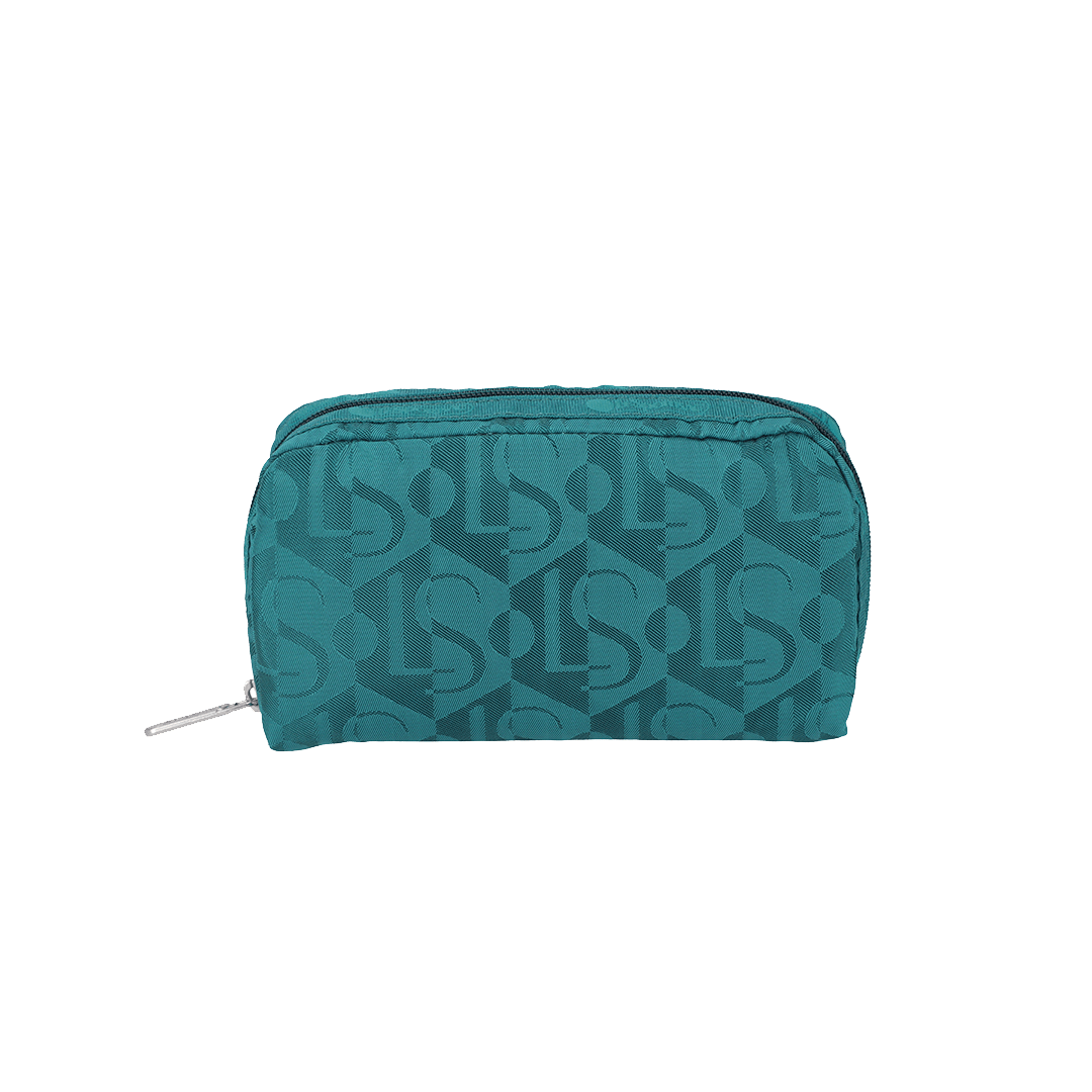 Monogram Jacquard Teal Rectangular Cosmetic Pouch