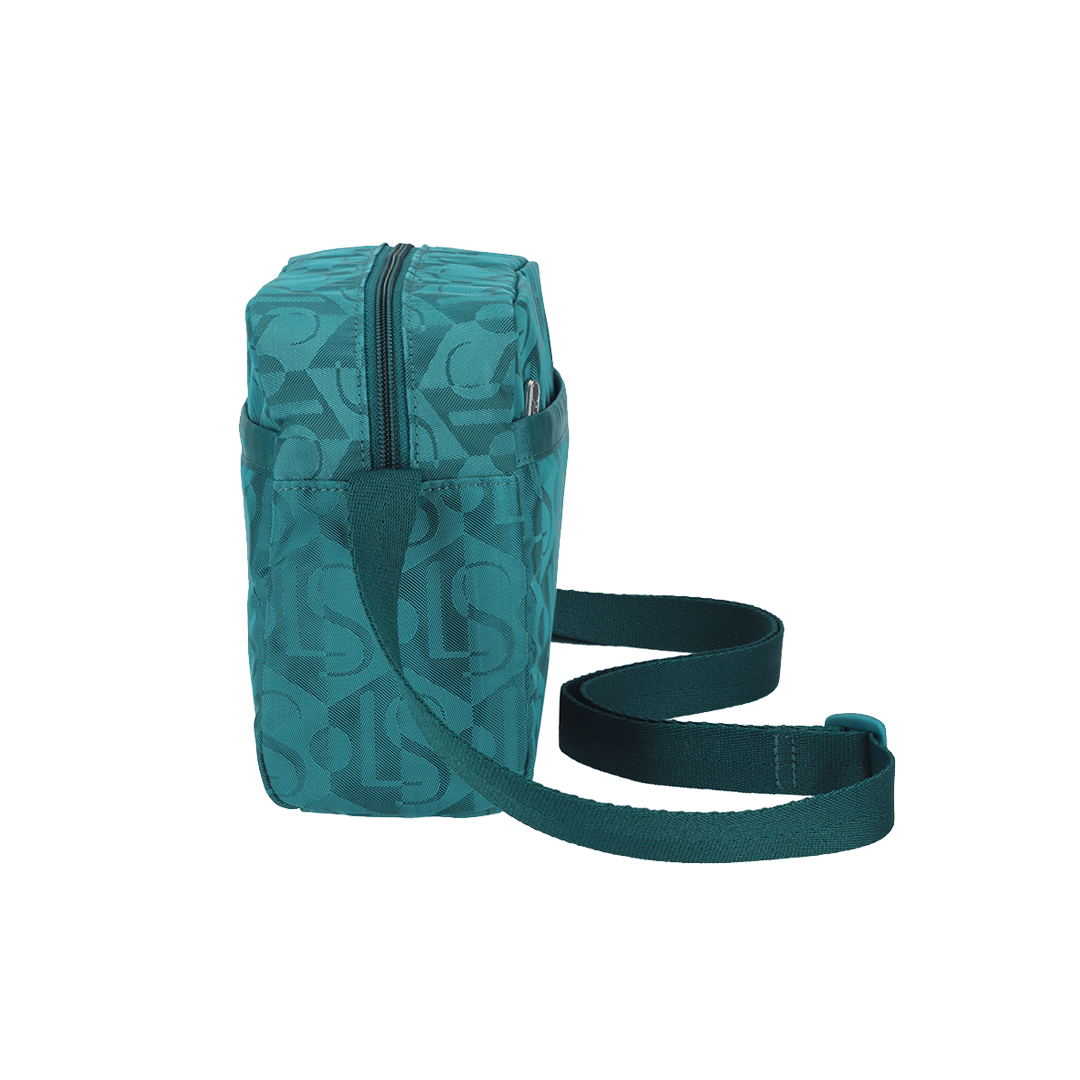 Monogram Jacquard Teal Daniella Crossbody Bag