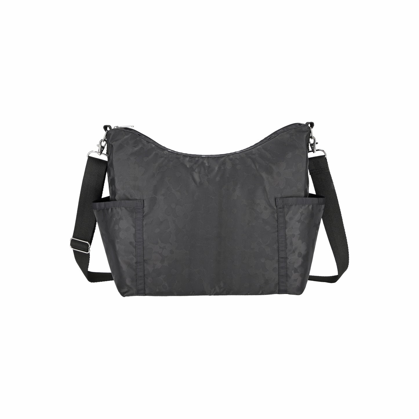 Zip Bucket Shoulder Black Floral Jacquard