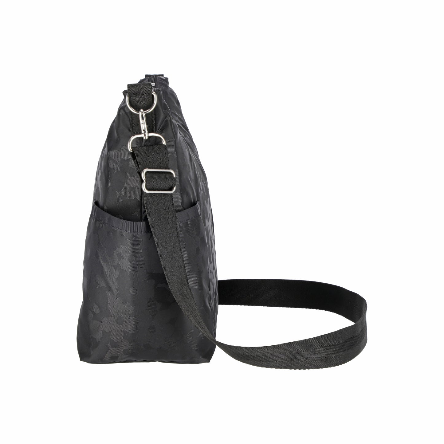 Zip Bucket Shoulder Black Floral Jacquard