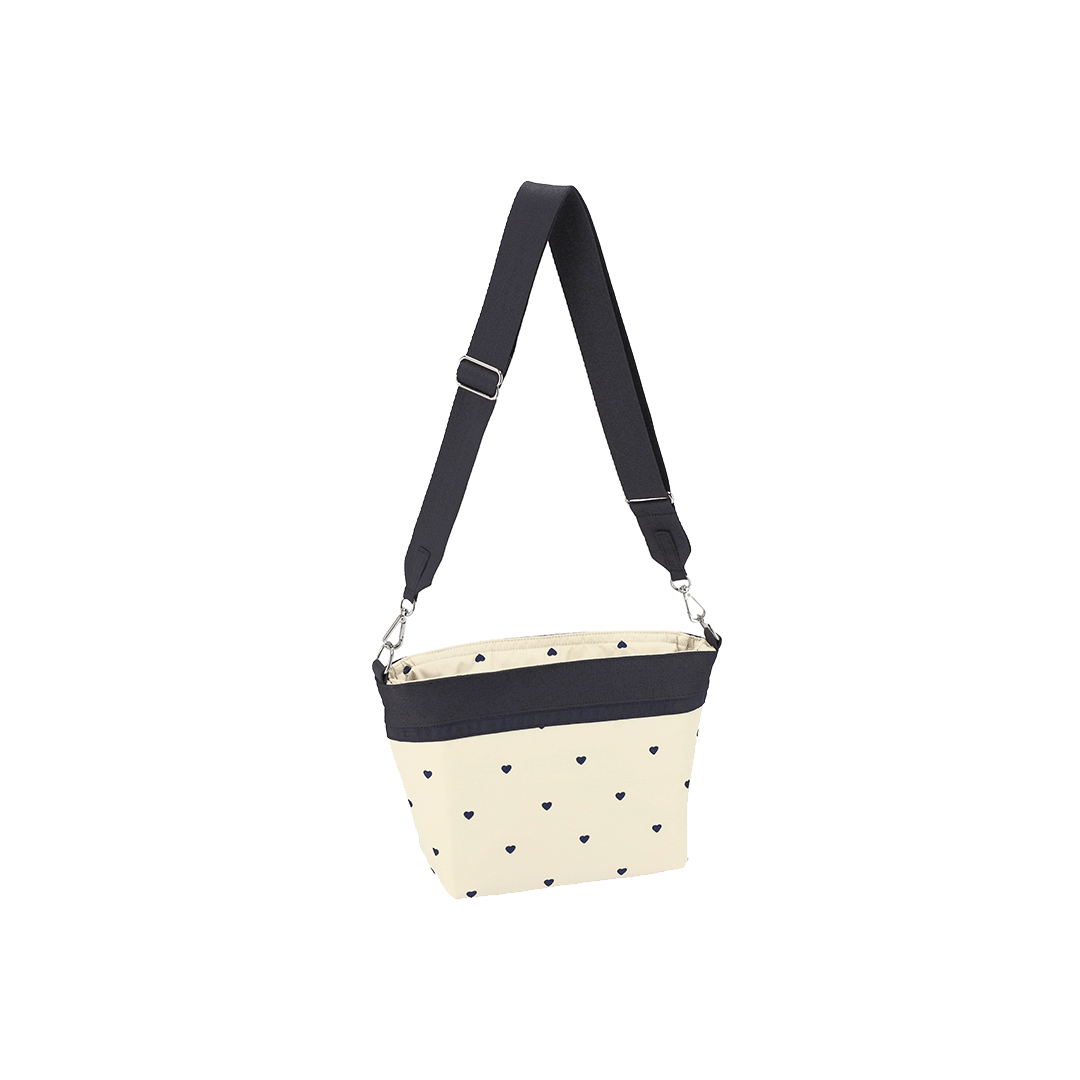 Navy Swiss Heart Small Bucket Crossbody Bag