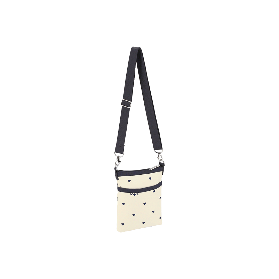 Navy Swiss Heart 3 Zip Crossbody Bag