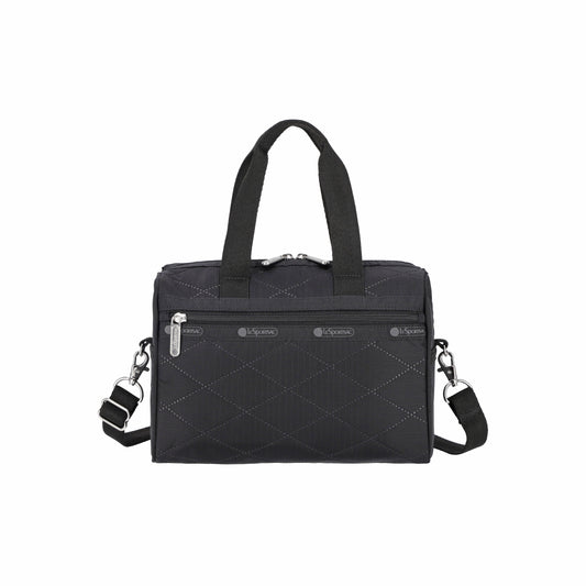 Everyday Small Satchel Black Cross Deboss