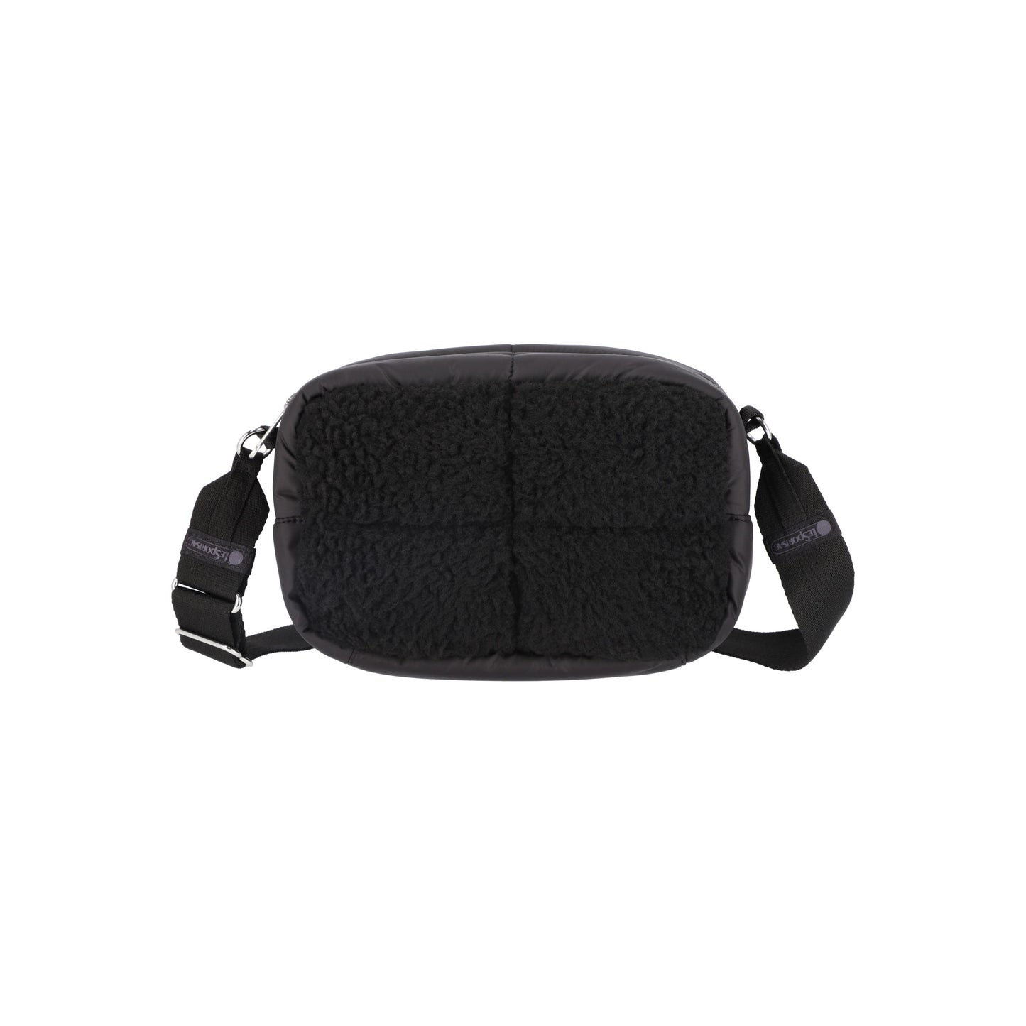 Jet Black Sherpa Puffy Cube Crossbody