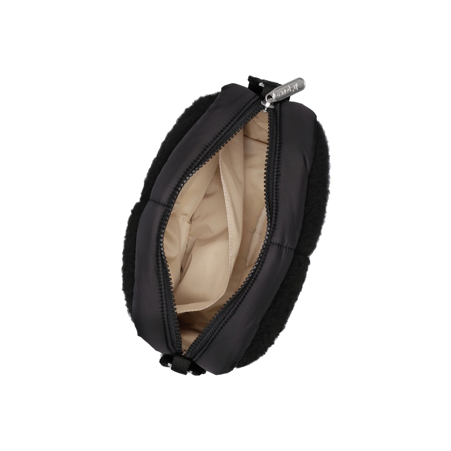 Jet Black Sherpa Puffy Cube Crossbody