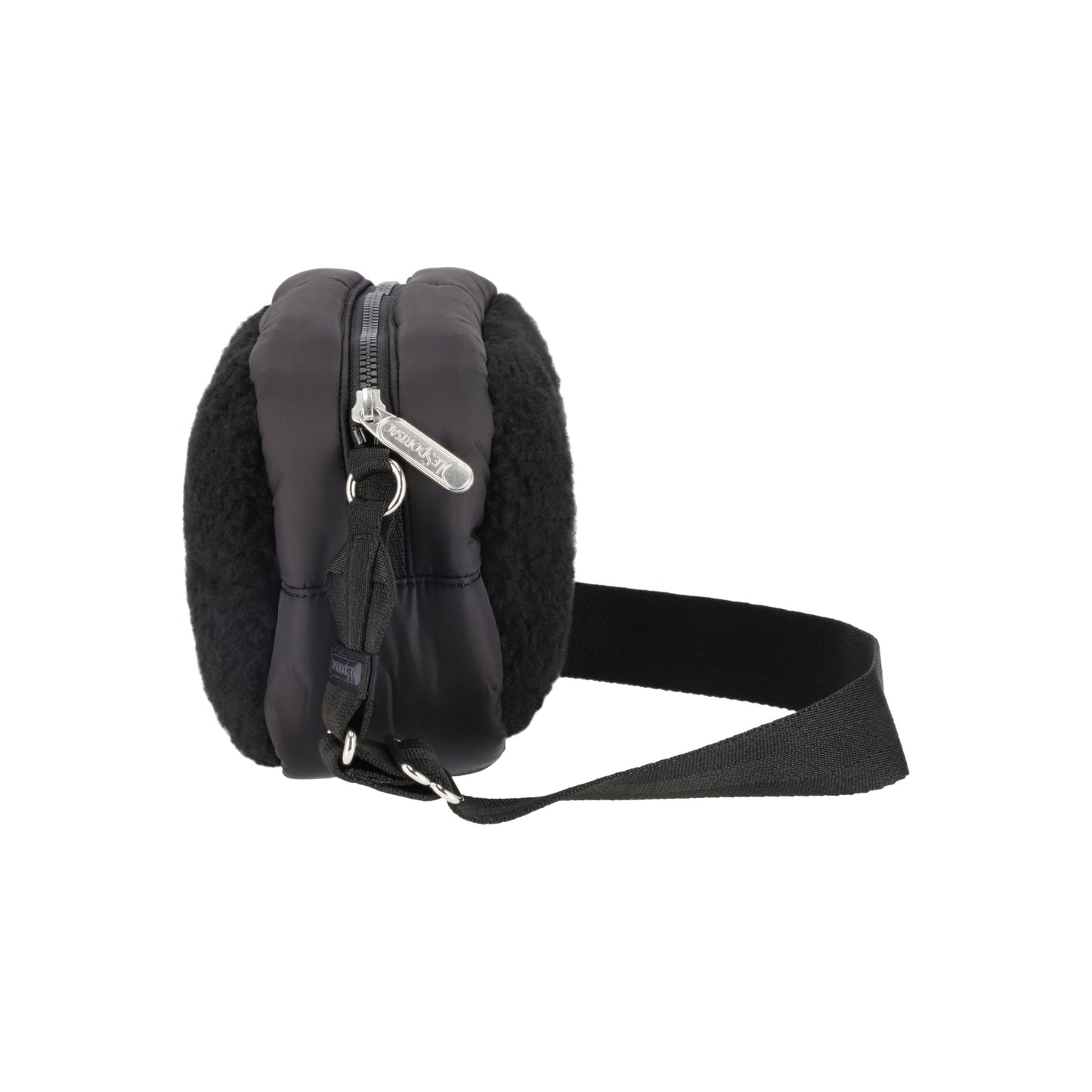 Jet Black Sherpa Puffy Cube Crossbody