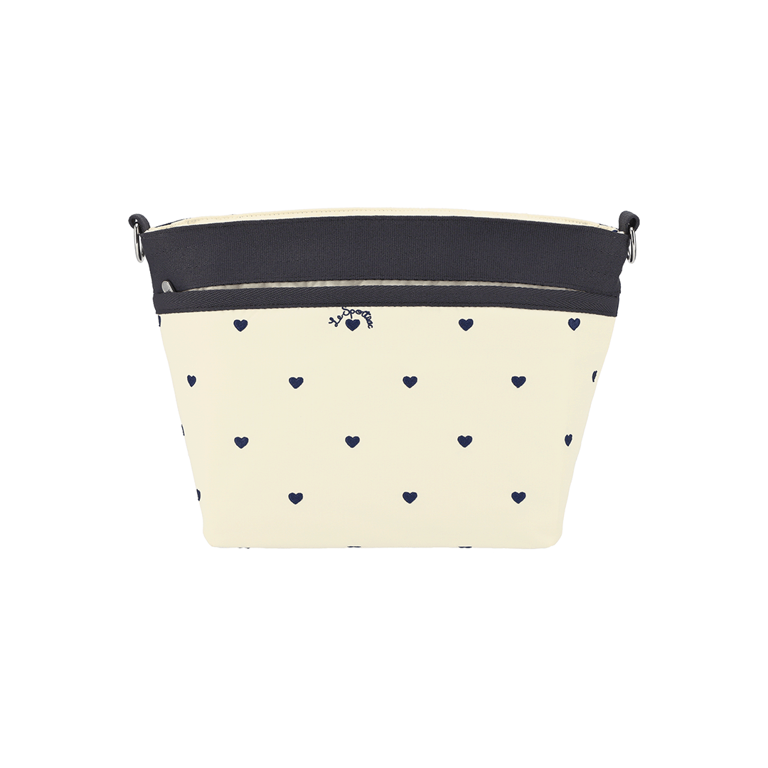 Navy Swiss Heart Small Bucket Crossbody Bag