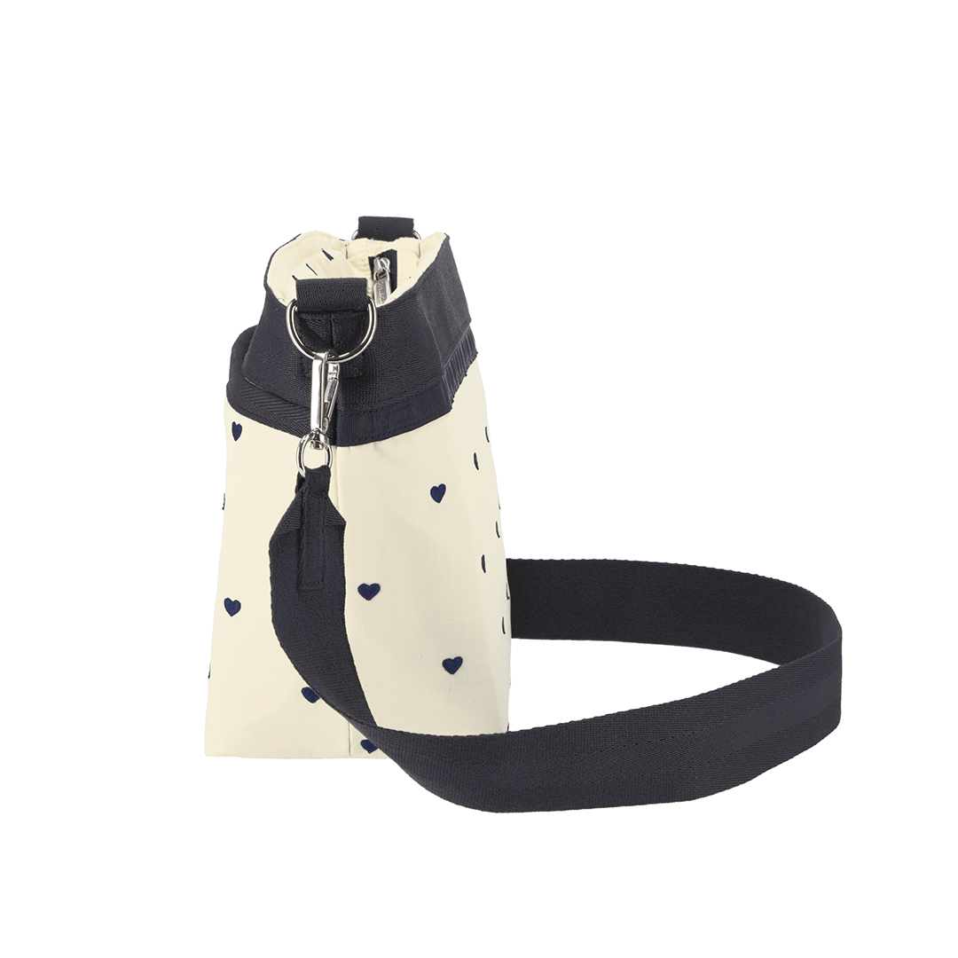 Navy Swiss Heart Small Bucket Crossbody Bag