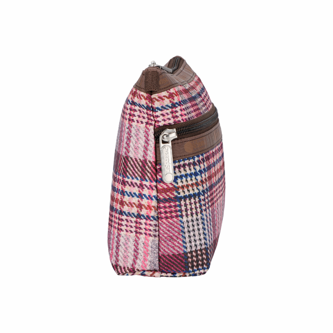 Cosmetic Clutch Pink Rosewood Plaid