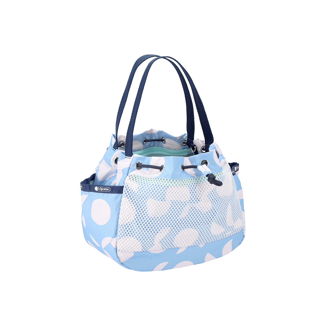 Geometric Sky Drawstring Mesh Bucket Tote Bag