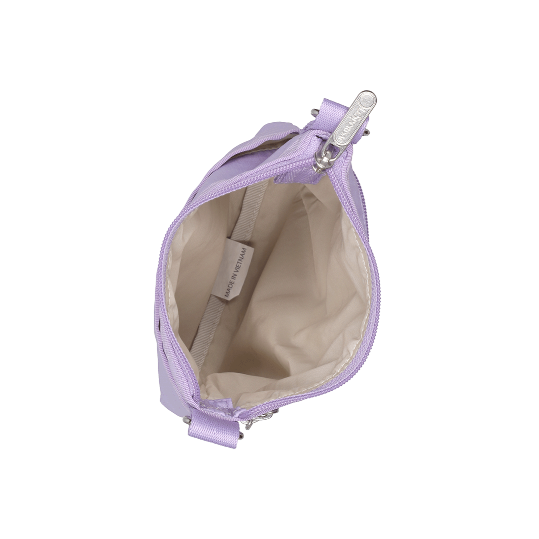 Lavender 3 Zip Crossbody Bag